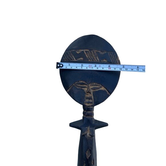 African Fertility Doll Statue Wood Hand-Carved Tribal Art Akuaba - Picture 4 of 9